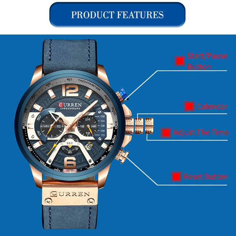 Curren 8329 Reloj De Cuarzo Impermeable Multifuncional Casual Deportivo Militar 8329 xa