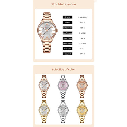 CURREN Relojes Para Mujer De La Marca Original Moda Casual Deportes Cuarzo Acero Inoxidable Impermeable 9084
