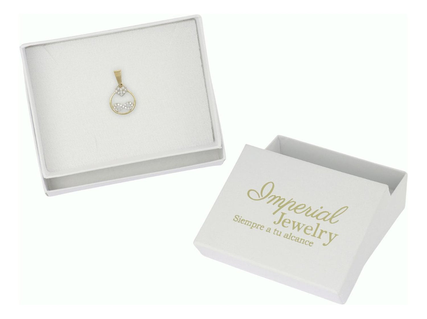 Dije De Corazón E Infinito Con Zirconia En Oro De 10k