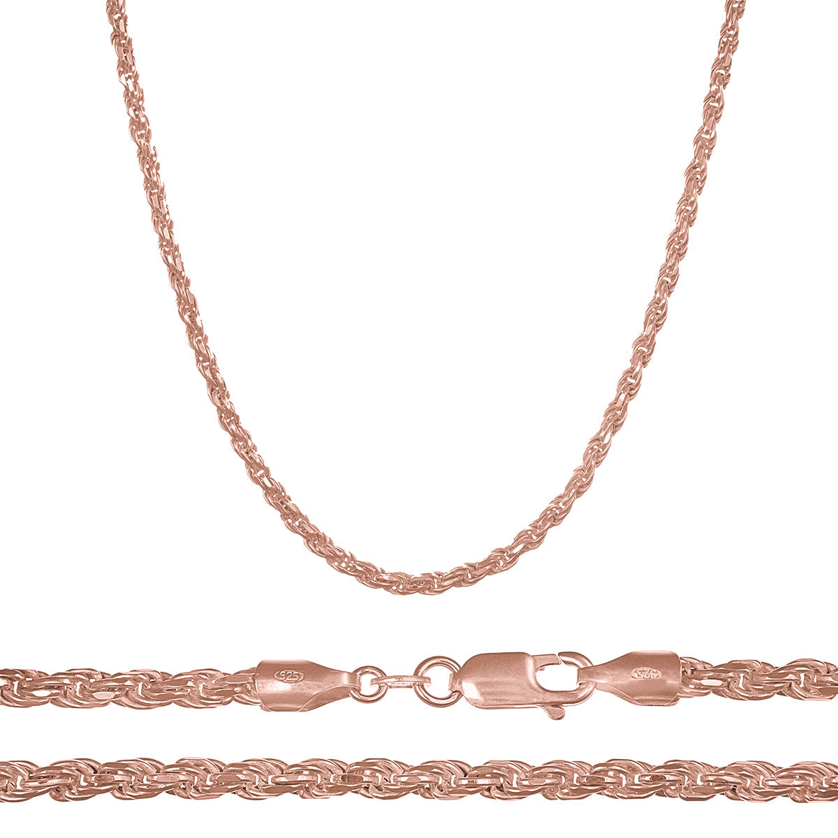 Cadena De Plata 925 Torsal De Calibre 2.8 Mm, en 4 Colores