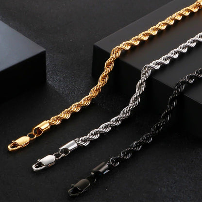 Cadena De Plata 925 Torsal De Calibre 2.8 Mm, en 4 Colores