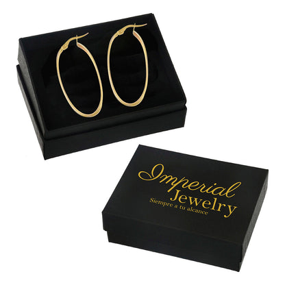 Arracada Ovalada De Oro De 10k Lisa De 37mm