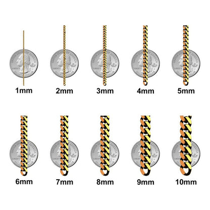 Cadena Italiana De 10k, Estilo Cubana, Calibre 2mm