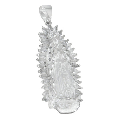 Dije De Virgen De Guadalupe De Plata 925 Con Zirconita 6.2cm