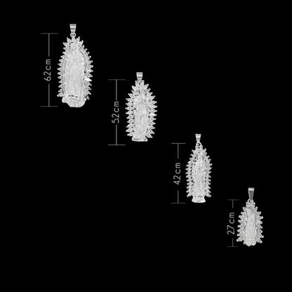 Dije De Virgen De Guadalupe De Plata 925 Con Zirconita 5.2cm