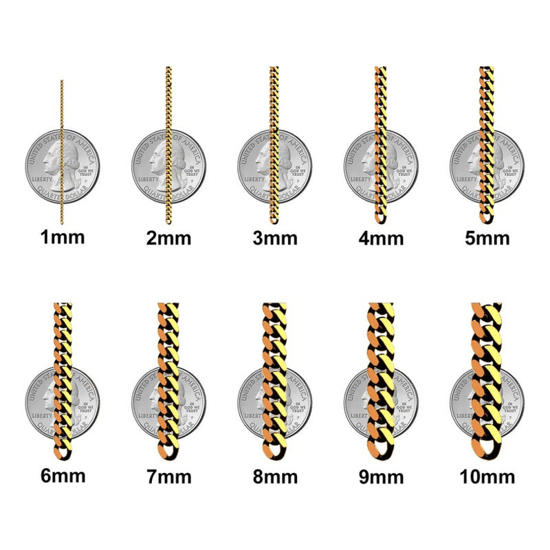 Cadena Italiana De 10k, Estilo Cubana, Calibre 2mm, De 45cm
