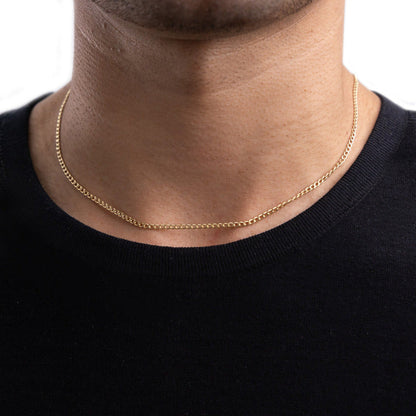 Cadena Italiana De 10k, Estilo Cubana, Calibre 2mm