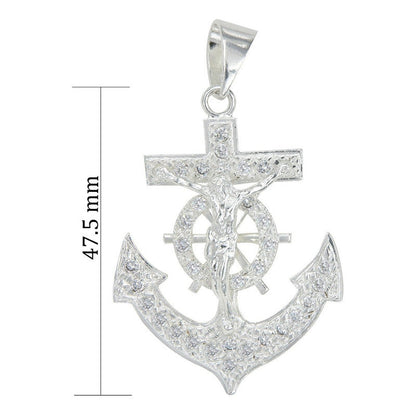 Dije De Cruz Con Forma De Ancla De Plata 925