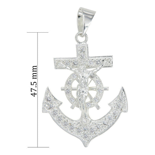 Dije De Cruz Con Forma De Ancla De Plata 925