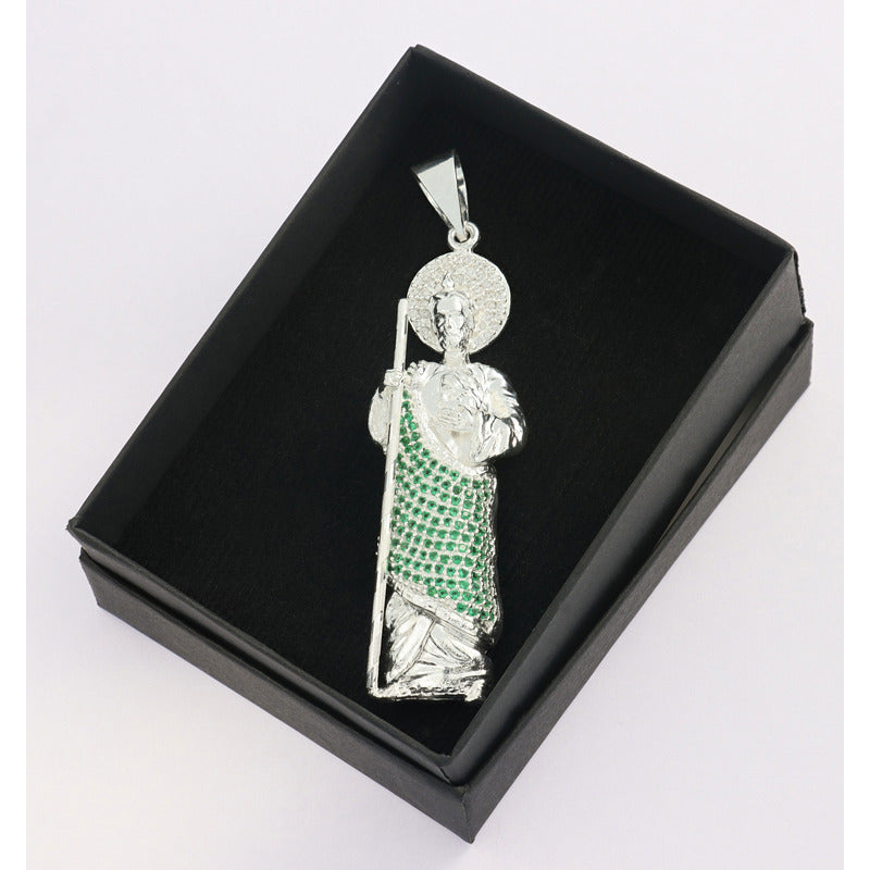 Dije De Virgen De Guadalupe De Plata 925 Con Zirconita 5.2cm