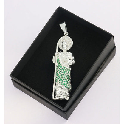 Dije De Virgen De Guadalupe De Plata 925 Con Zirconita 5.2cm