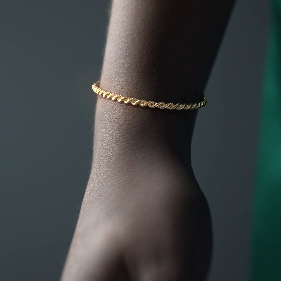 Pulsera de Oro 10K Estilo Torsal Italiano | Brazalete Elegante de Joyería Fina