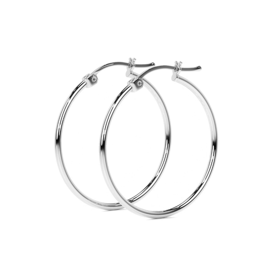 Arete Arracada Ligera Para Mujer Lisa De Plata Ley 925