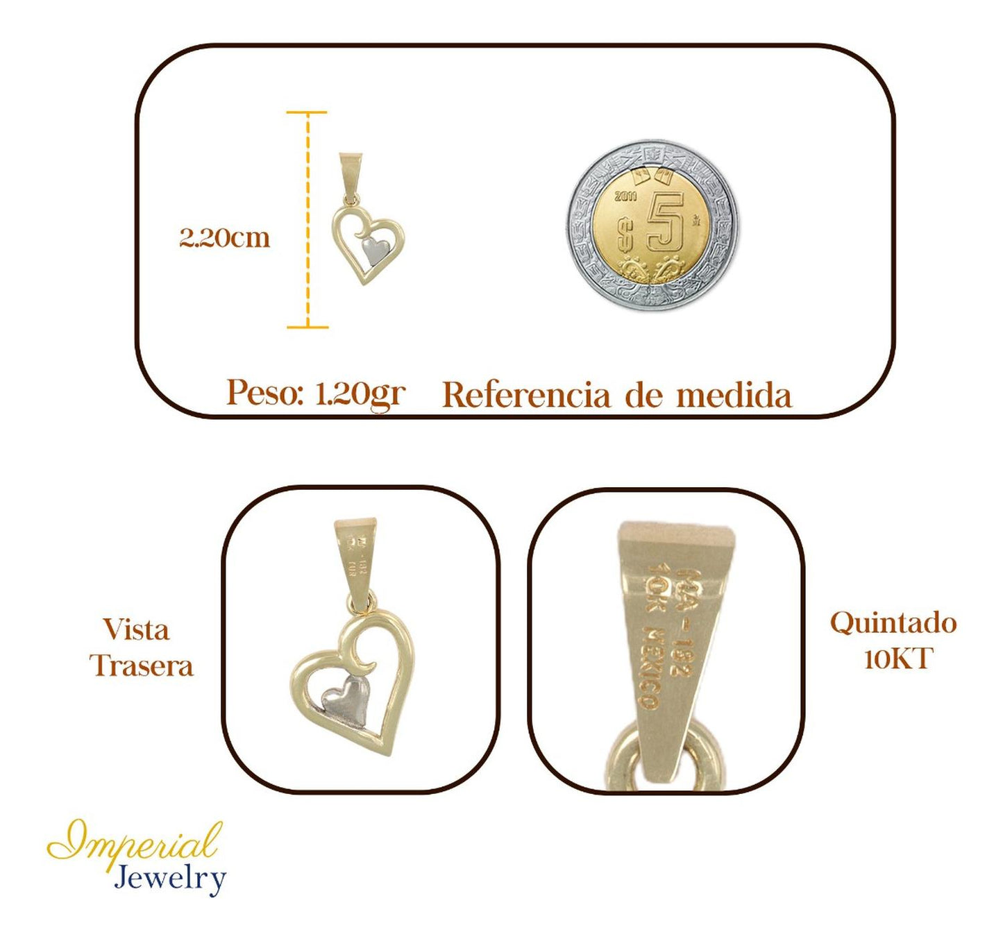 Dije En Figura De Corazones, En Oro 10k 1.40 Grm