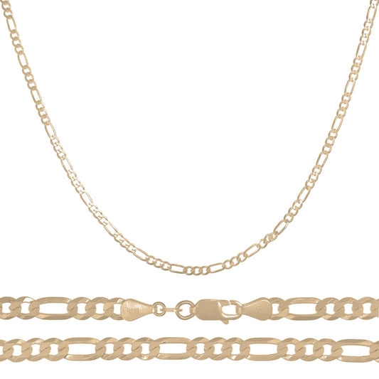 Imperial Jewelry Cadena de Oro 10K Collar Unisex Italiano Estilo Figaro 3x1 60cm 3.5mm
