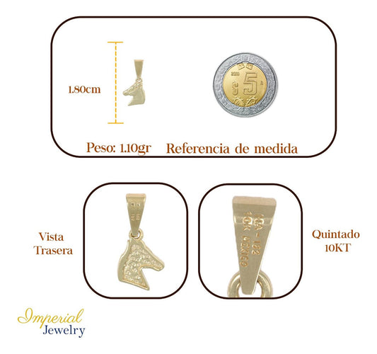 Dije De Rostro De Caballo, En Oro De 10k 1.2grm