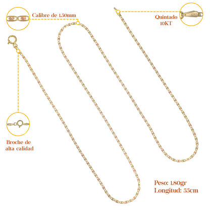 Cadena Valentino De Oro Italiano 10k, Calibre 1.5 Mm, 55cm