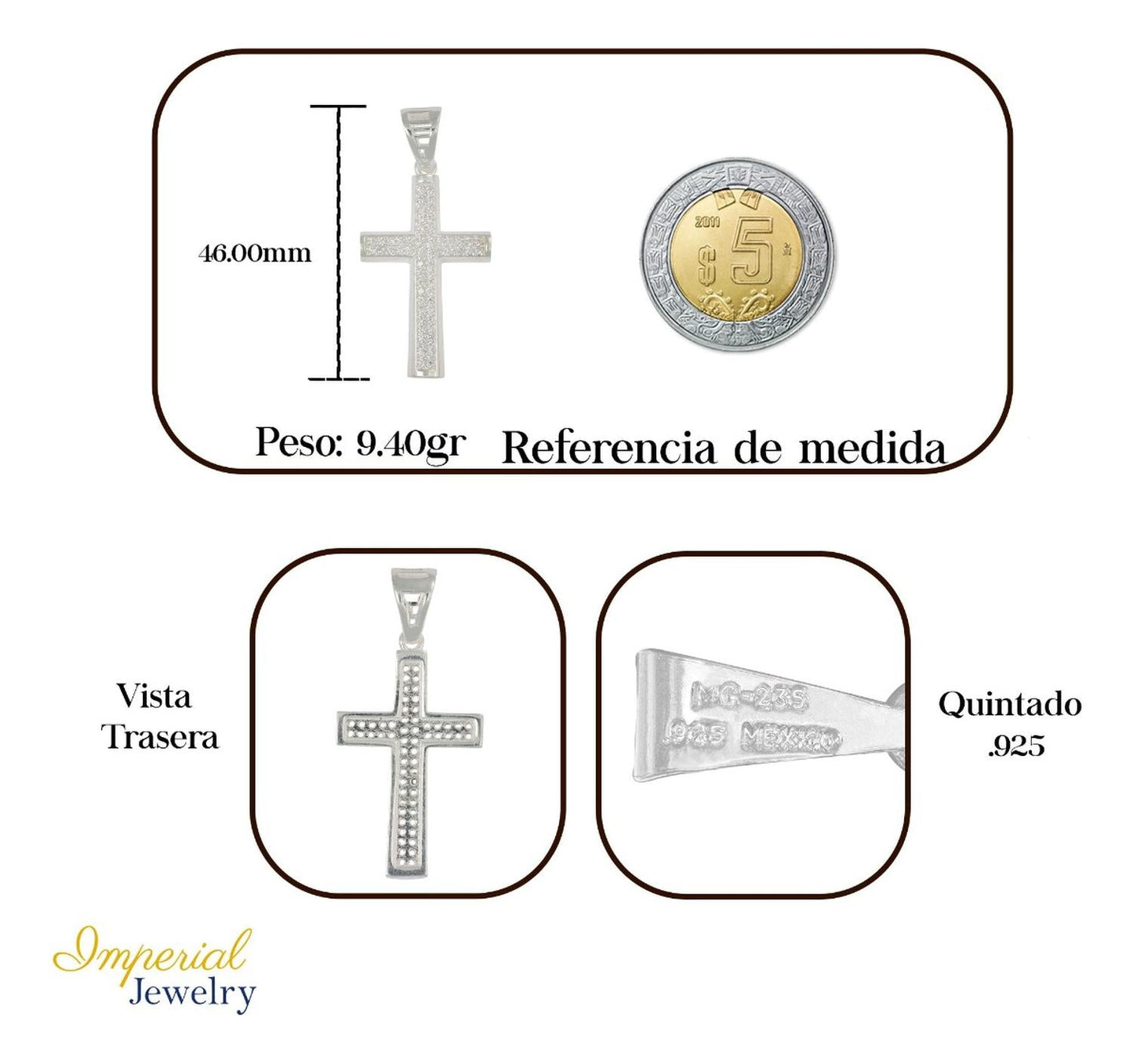 Dije Turco De Plata 925 De Cruz Rectangular Con Zirconia