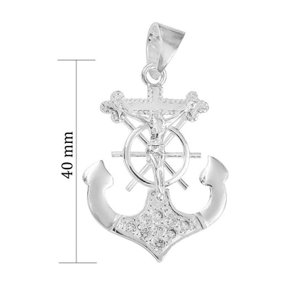 Dije De Cruz Con Forma De Ancla De Plata 925