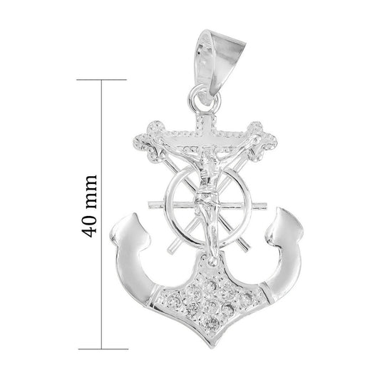 Dije De Cruz Con Forma De Ancla De Plata 925