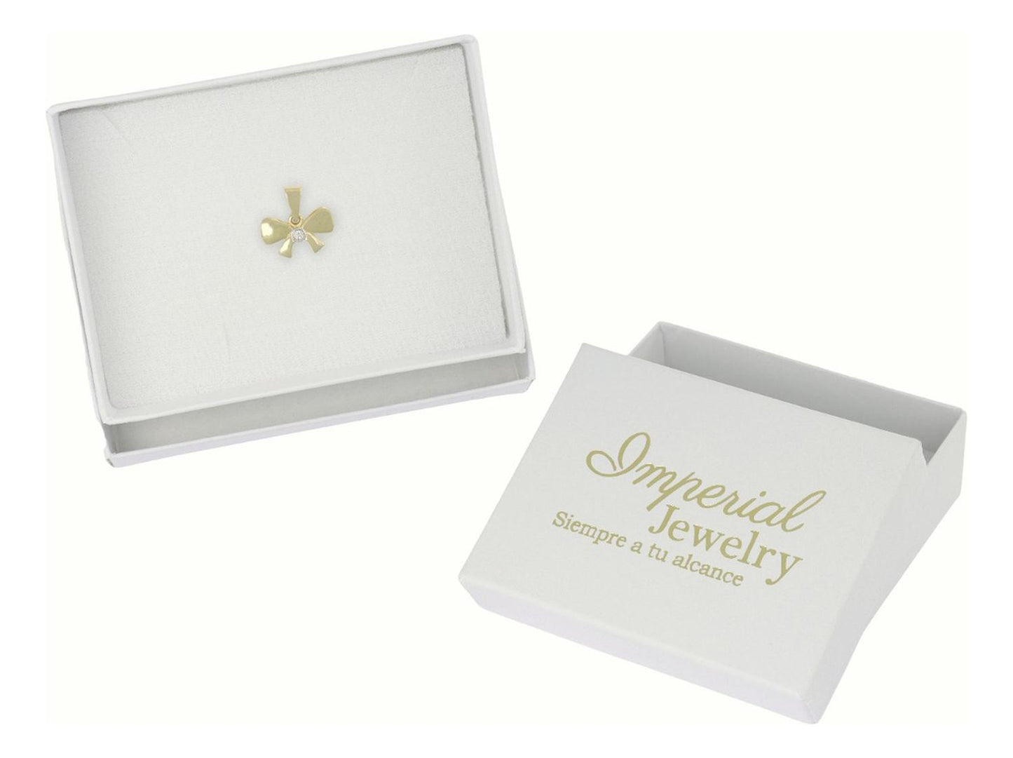 Dije En Figura De Moño Con Una Zirconia 10k 1.1 Grm