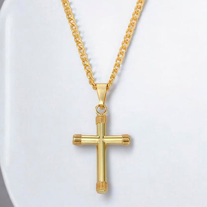 Collar De Cruz De Tubo De Oro De 10k