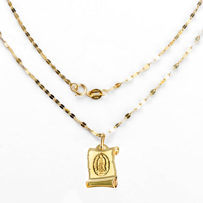 Collar Con Medalla De Virgen Italiana De Oro De 10k