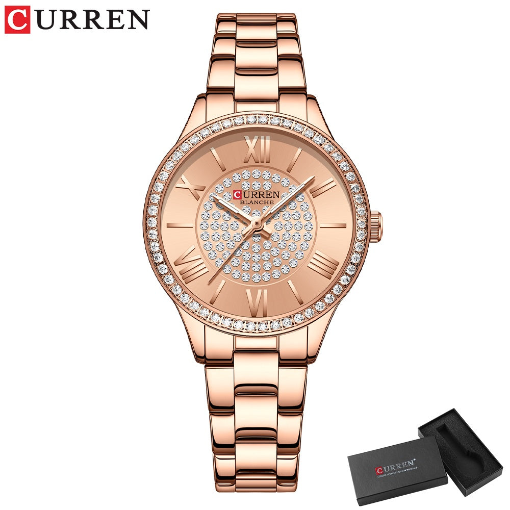 CURREN Relojes Para Mujer De La Marca Original Moda Casual Deportes Cuarzo Acero Inoxidable Impermeable 9084