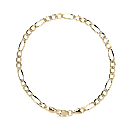 Pulsera de Oro 10K Estilo Figaro Italiano | Brazalete Sólido Elegante de Joyería Fina