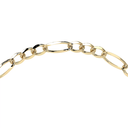 Pulsera de Oro 10K Estilo Figaro Italiano | Brazalete Sólido Elegante de Joyería Fina
