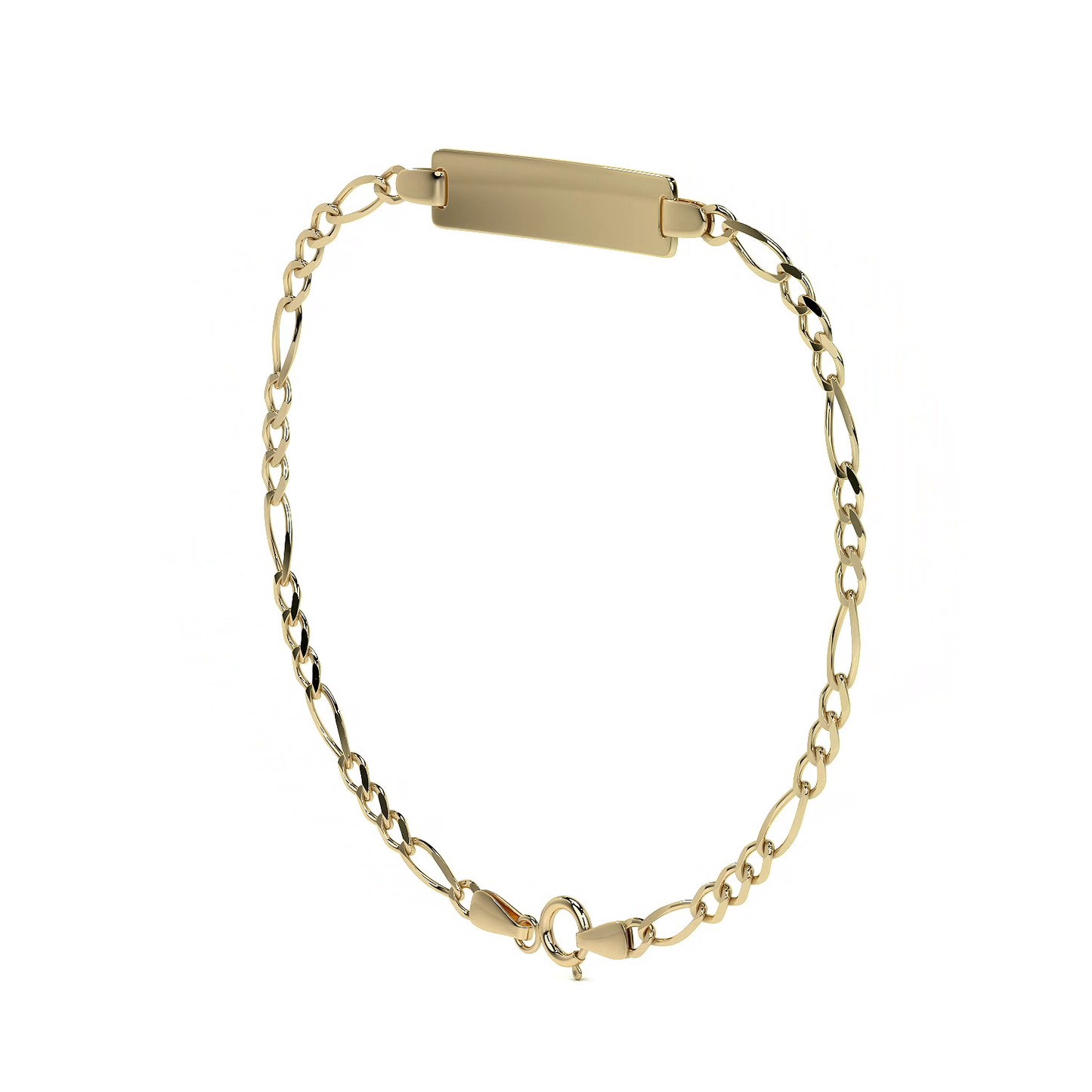 Pulsera Esclava de Oro 10K Estilo Fígaro 3x1 con Placa | Joyería Italiana