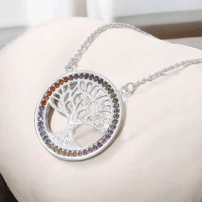 Collar De Árbol De La Vida De Plata 925 Con Piedra