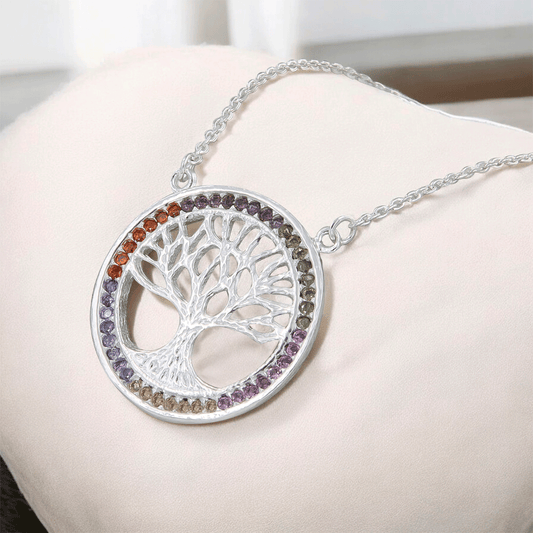 Collar De Árbol De La Vida De Plata 925 Con Piedra