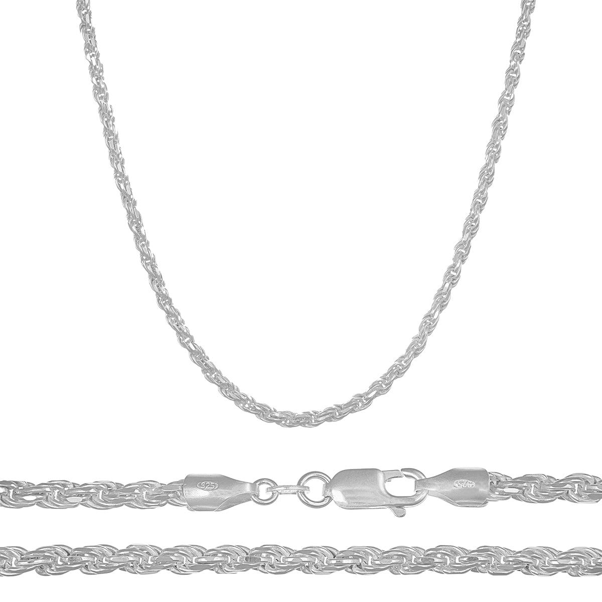 Cadena De Plata 925 Torsal De Calibre 2.8 Mm, en 4 Colores