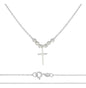 Collar De Cruz De Plata 925 Con Bola Diamantada De 45 Cm