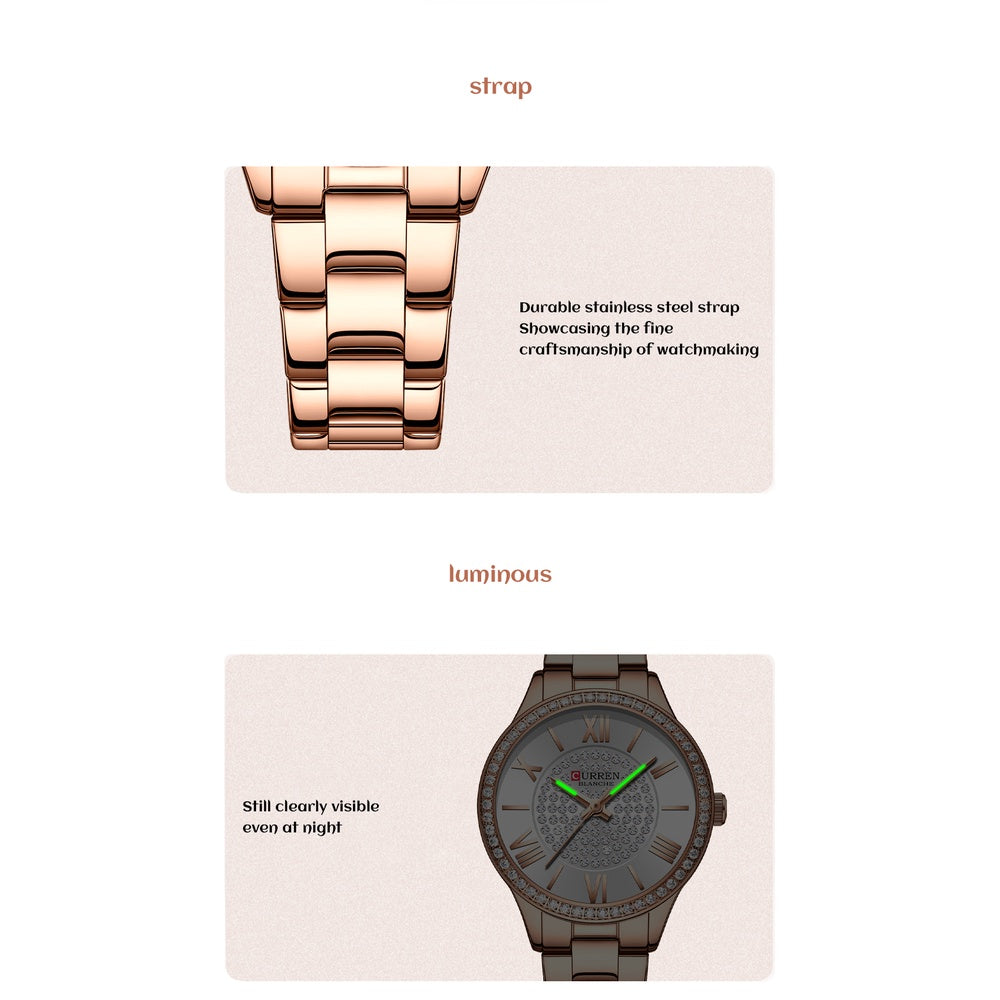 CURREN Relojes Para Mujer De La Marca Original Moda Casual Deportes Cuarzo Acero Inoxidable Impermeable 9084