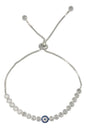 Pulsera De Plata 925 De Ojo Turco Con Zirconia Blanca Y Azul