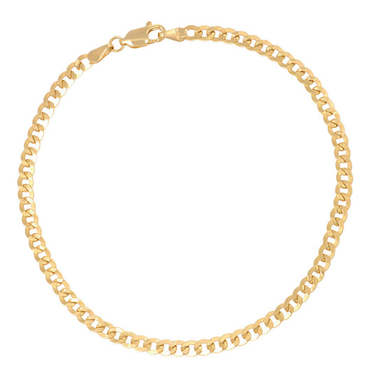 Pulsera Italiana Cubana Hueca De 10 Quilates 3.5mm, 21.5 Cm