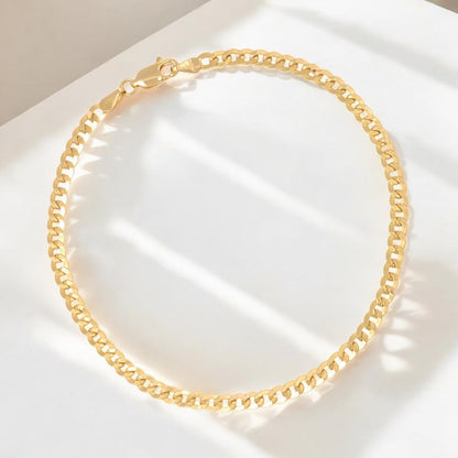 Pulsera Italiana Cubana Hueca De 10 Quilates 3.5mm, 21.5 Cm