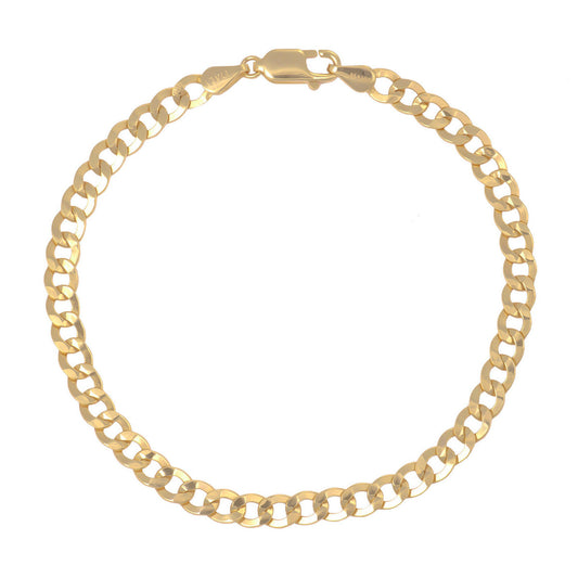 Pulsera Italiana Cubana Hueca De 10 Quilates 4.5mm, 18.5 Cm