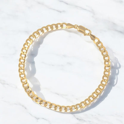 Pulsera Italiana Cubana Hueca De 10 Quilates 4.5mm, 18.5 Cm