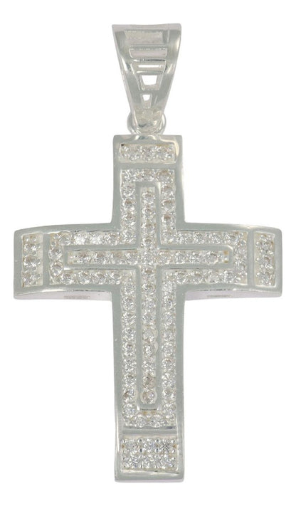 Dije Turco De Plata 925 De Cruz Elevada Con Zirconia