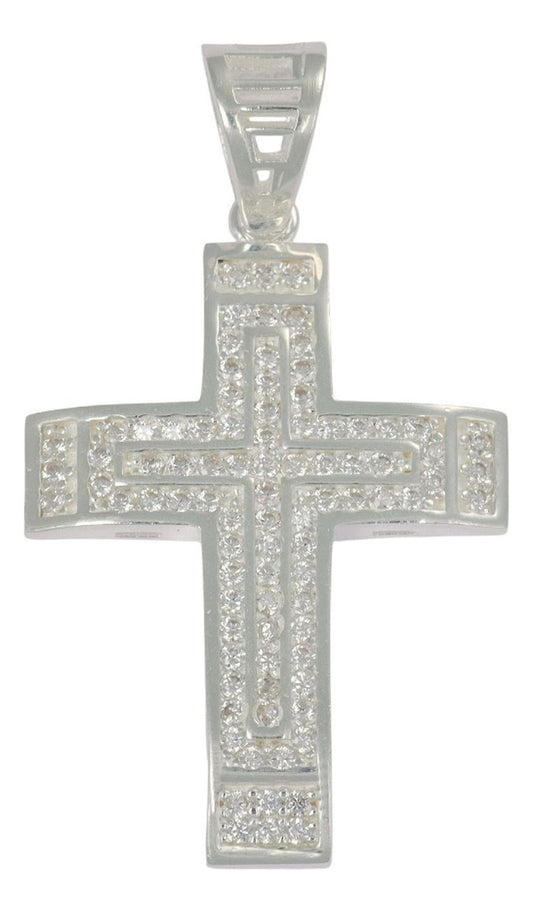 Dije Turco De Plata 925 De Cruz Elevada Con Zirconia