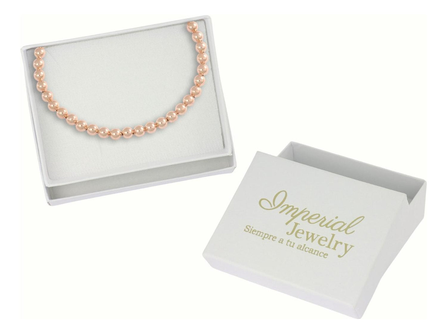 Pulsera De Bolitas De Plata 925 Con Chapa De Oro Rosa