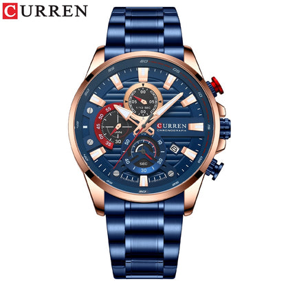 Reloj Original CURREN Para Hombre Nueva Moda Casual De Negocios Retro Militar Deportes De Acero Inoxidable Cuarzo Impermeable 8415 x