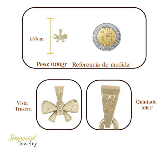 Dije En Figura De Moño Con Una Zirconia 10k 1.1 Grm