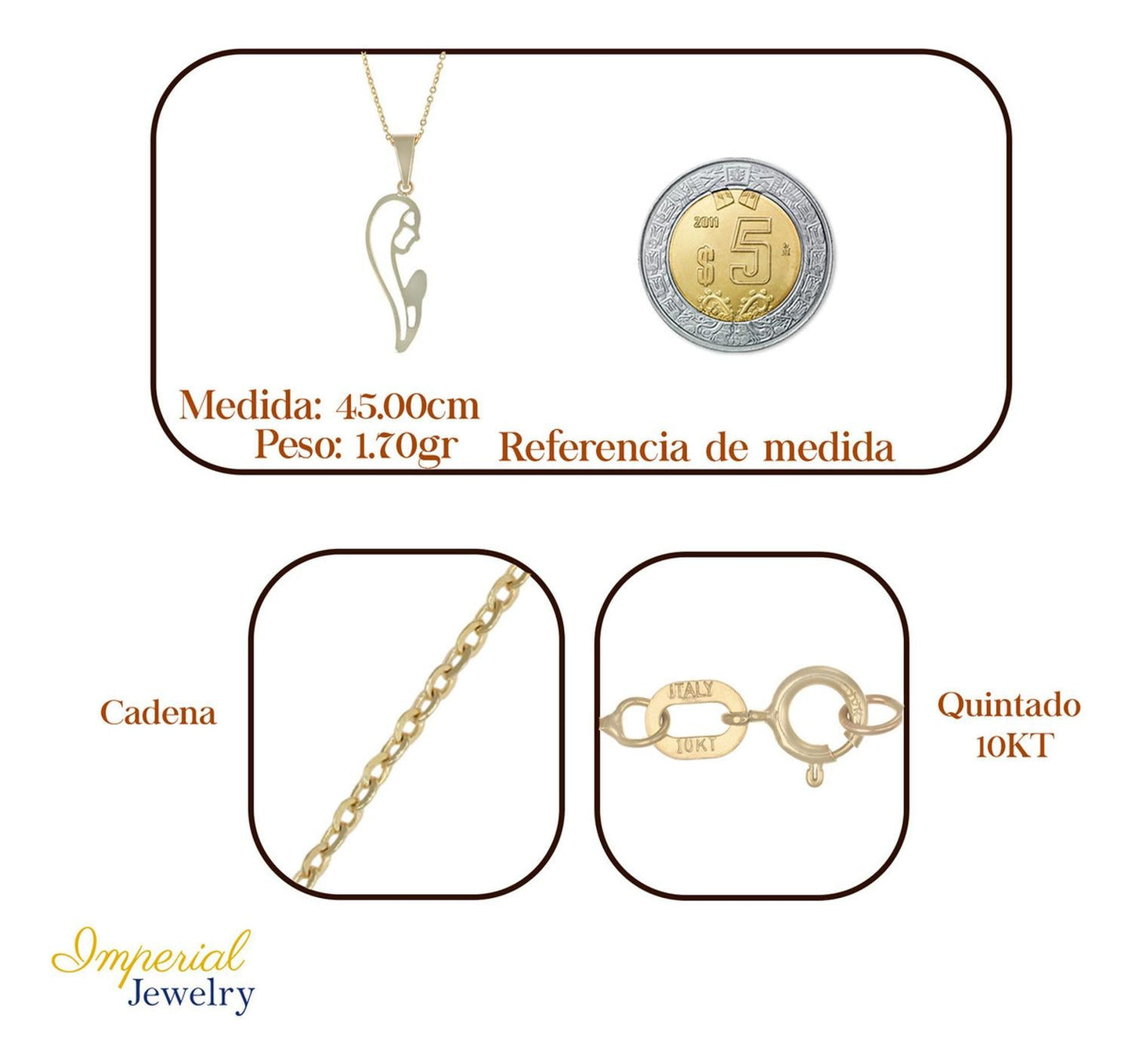 Collar Para Mujer De Oro De 10k De La Madonna