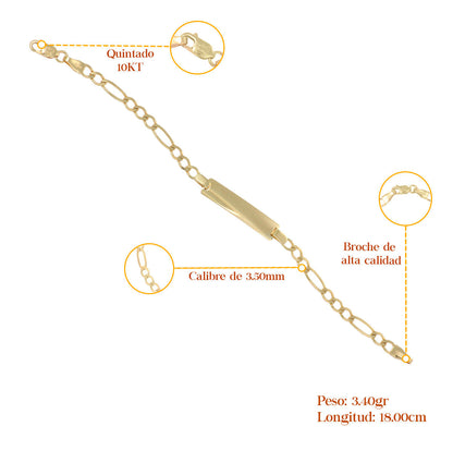 Esclava Italiana Figaro 3x1 De 10 Quilates 3.5mm, 18cm