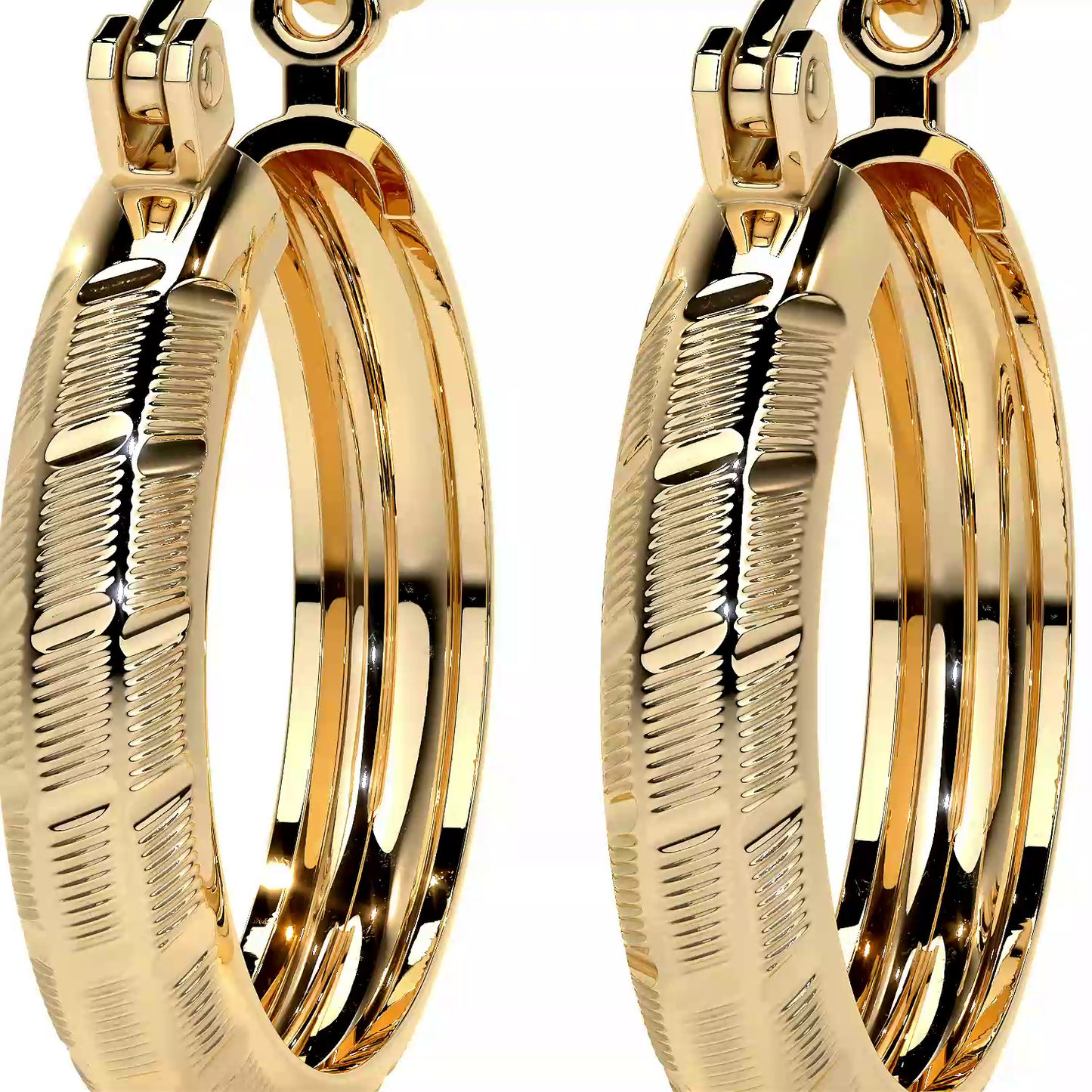 Arracada Bangle De Oro 10k Diamantado Diagonal