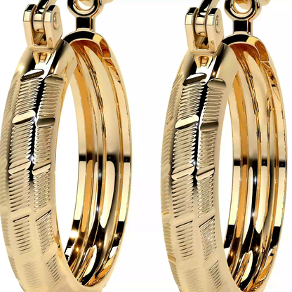 Arracada Bangle De Oro 10k Diamantado Diagonal